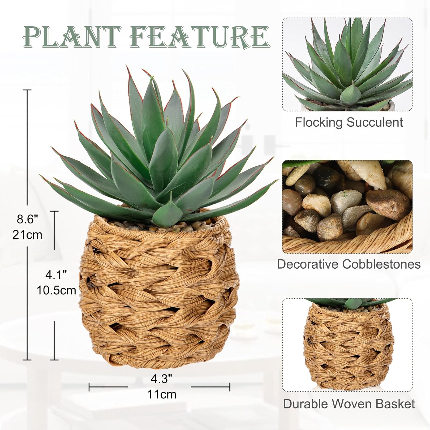 Succulents Plants Artificial / Aloe-wicker Basket