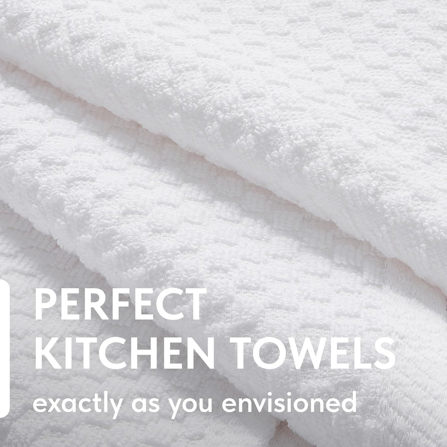Super Absorbent Kitchen Towels 12 Pack - Premium 100% Cotton Kitchen Towels, 450GSM Thick Machine Washable White Dish