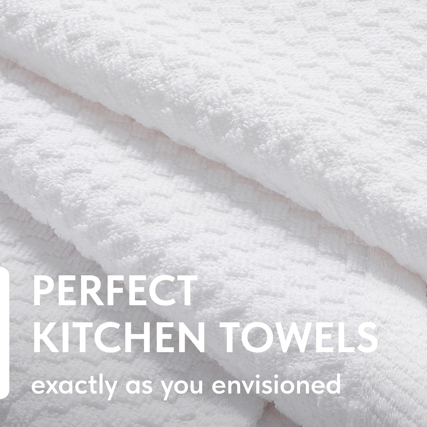 Super Absorbent Kitchen Towels 12 Pack - Premium 100% Cotton Kitchen Towels, 450GSM Thick Machine Washable White Dish