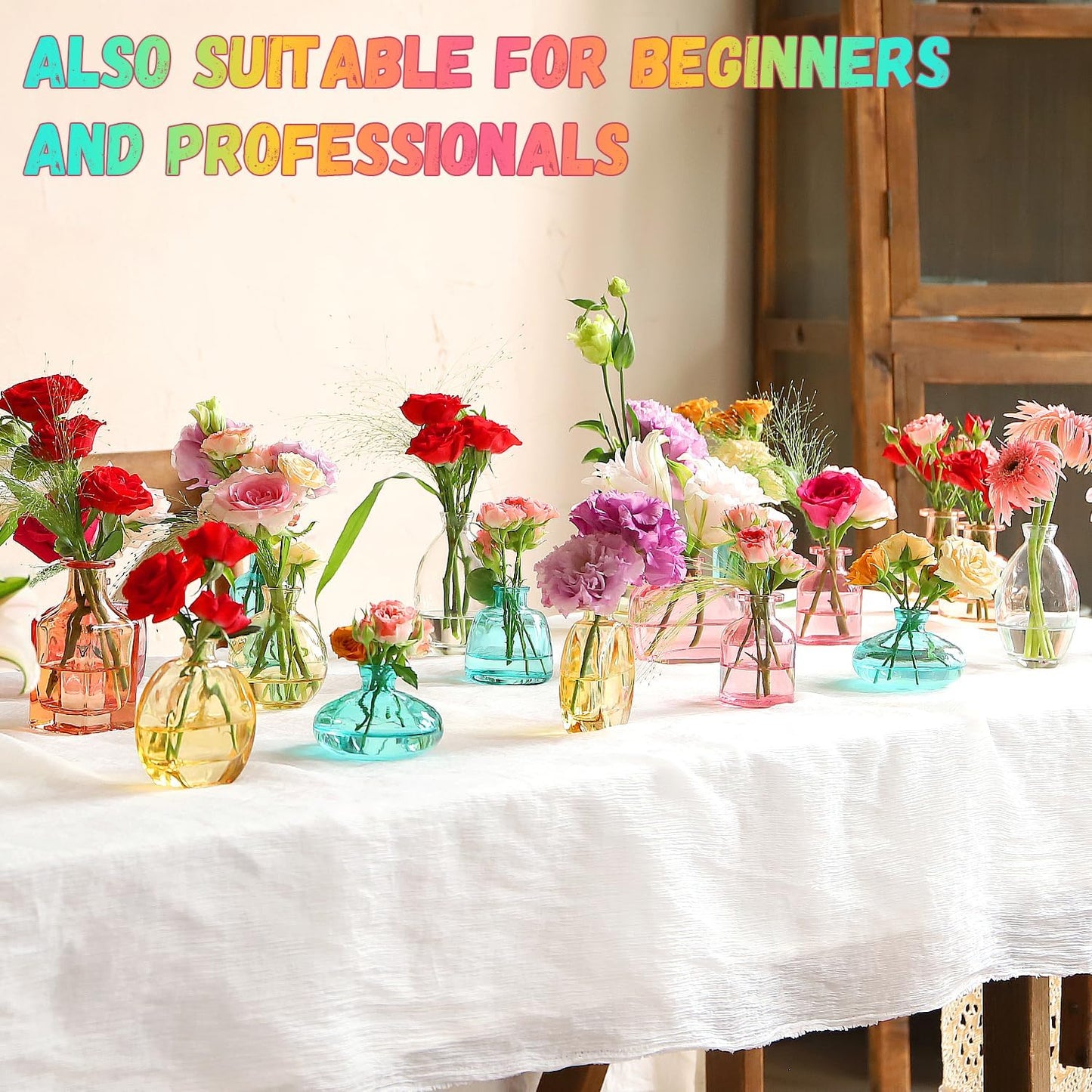 Colored Glass Vases / Set of 24