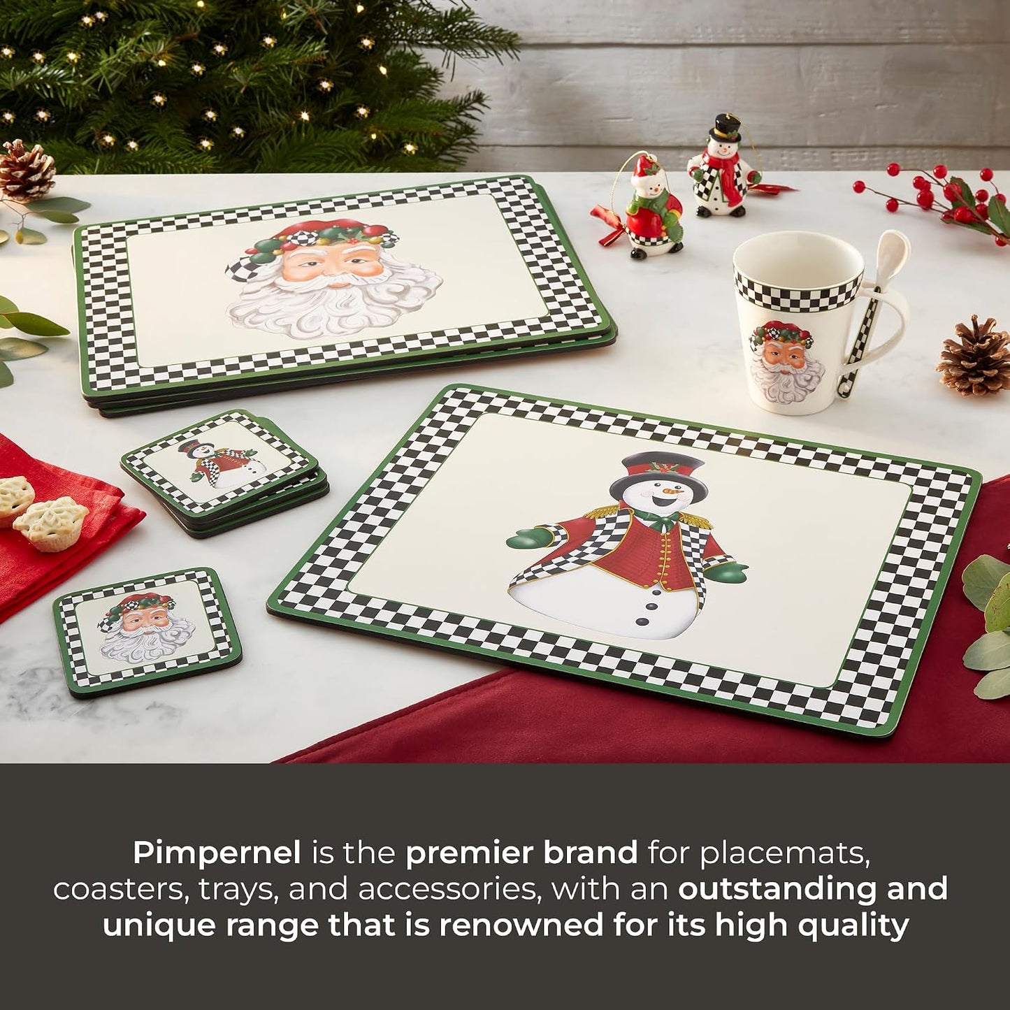 4" Square Cork-Backed Drink Mats / Coasters / Black & White / Set of 6