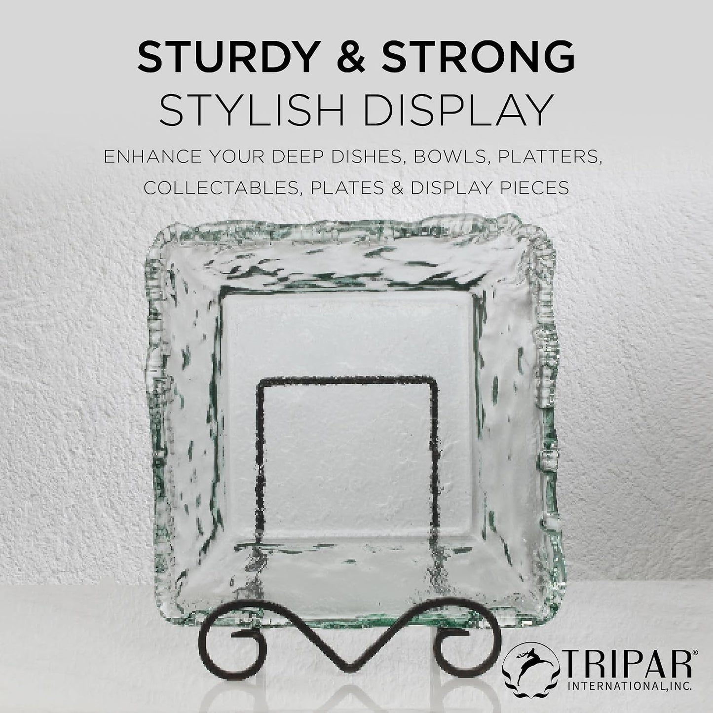 Tripar Decorative Keller Easel Stand, Black & Gold Finish (9-Inch Depth) - Beautifully Designed Tabletop Stand - Made