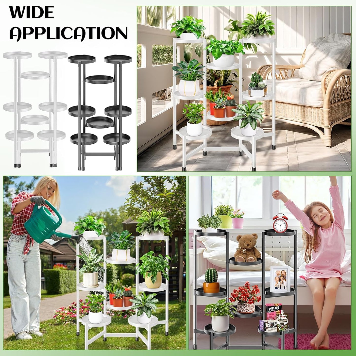 8 Tier Plant Stand Indoor Tall, Tiered Plant Stands Outdoor for Multiple Plants, Corner Metal Folding Flower Display
