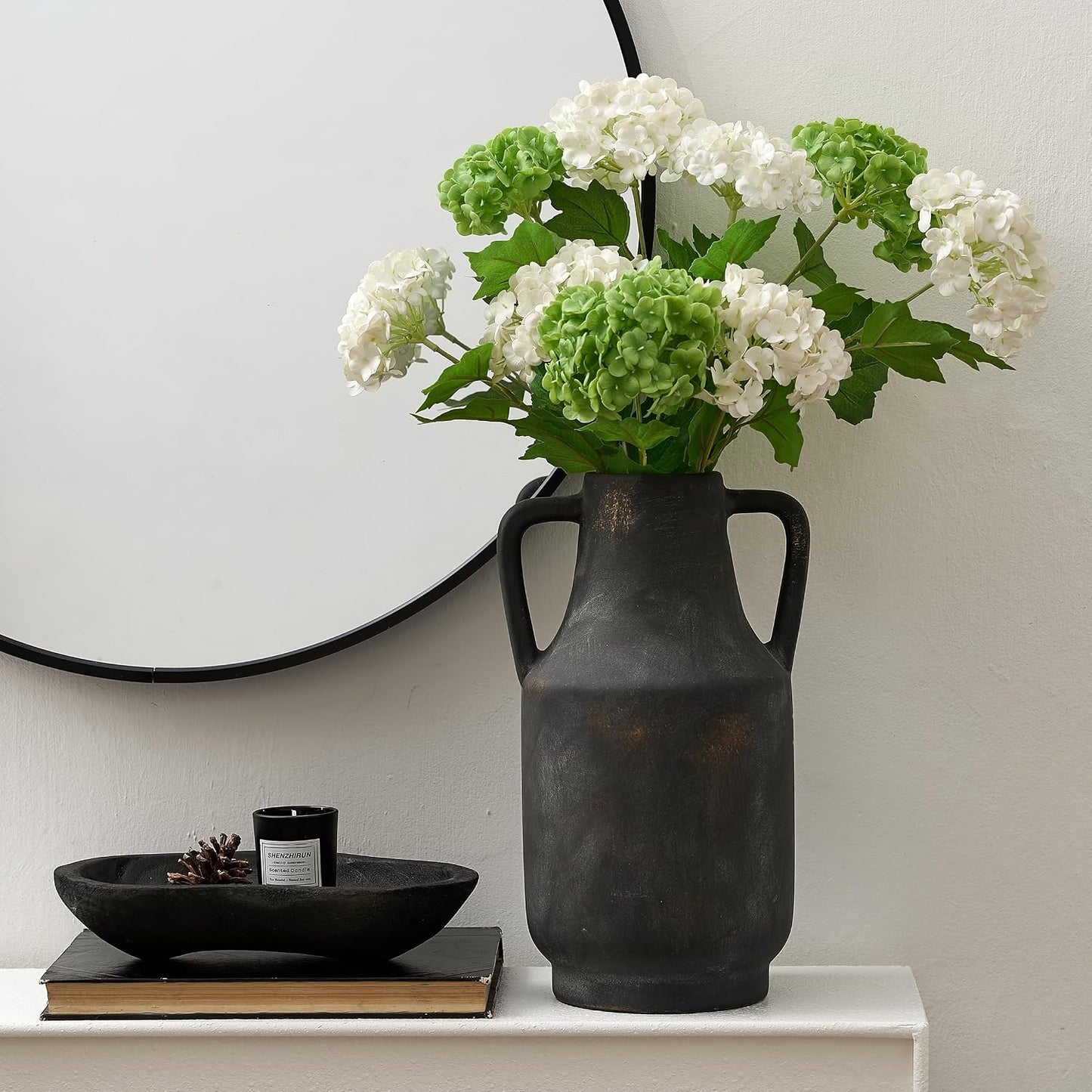 Ceramic Rustic Flower Vase / 112-black Bronze / 12 Inch