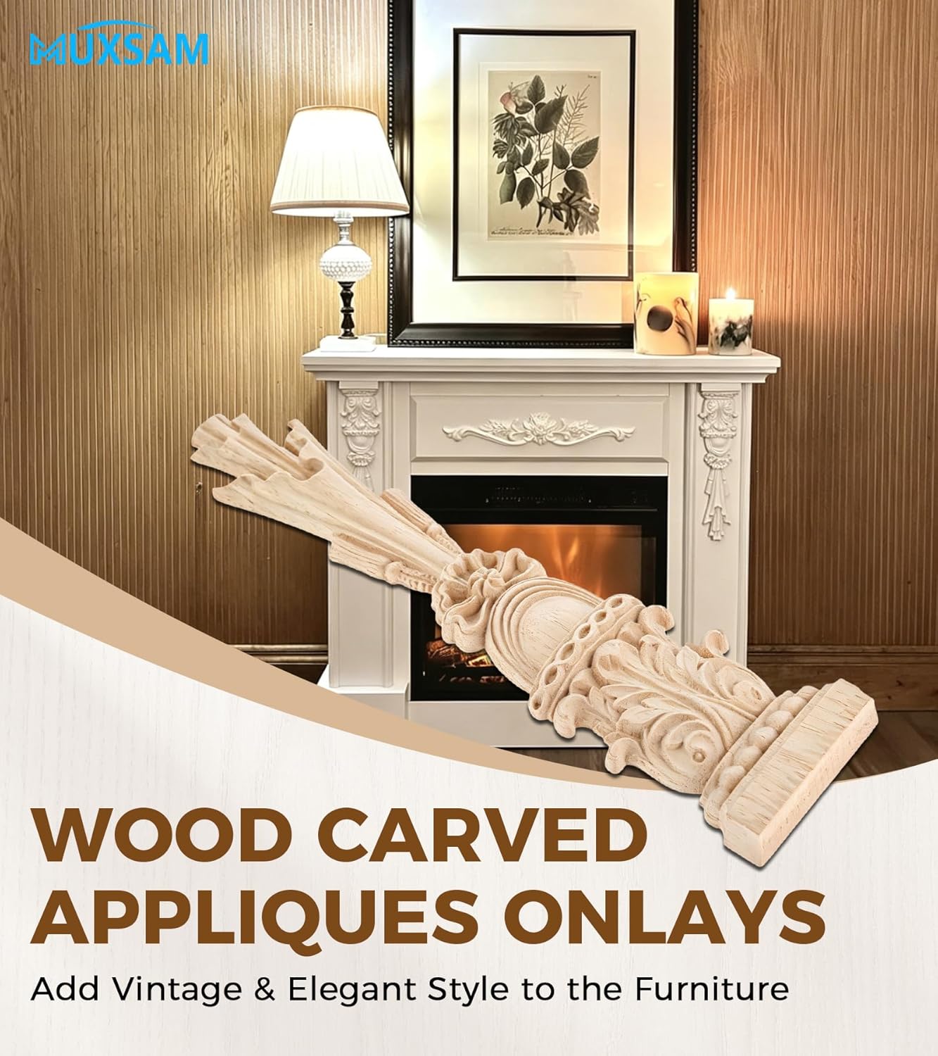 Unpainted Carving Decals Mouldings Trim for Window Door Frame Rome Column / 2-pack / Set of 2