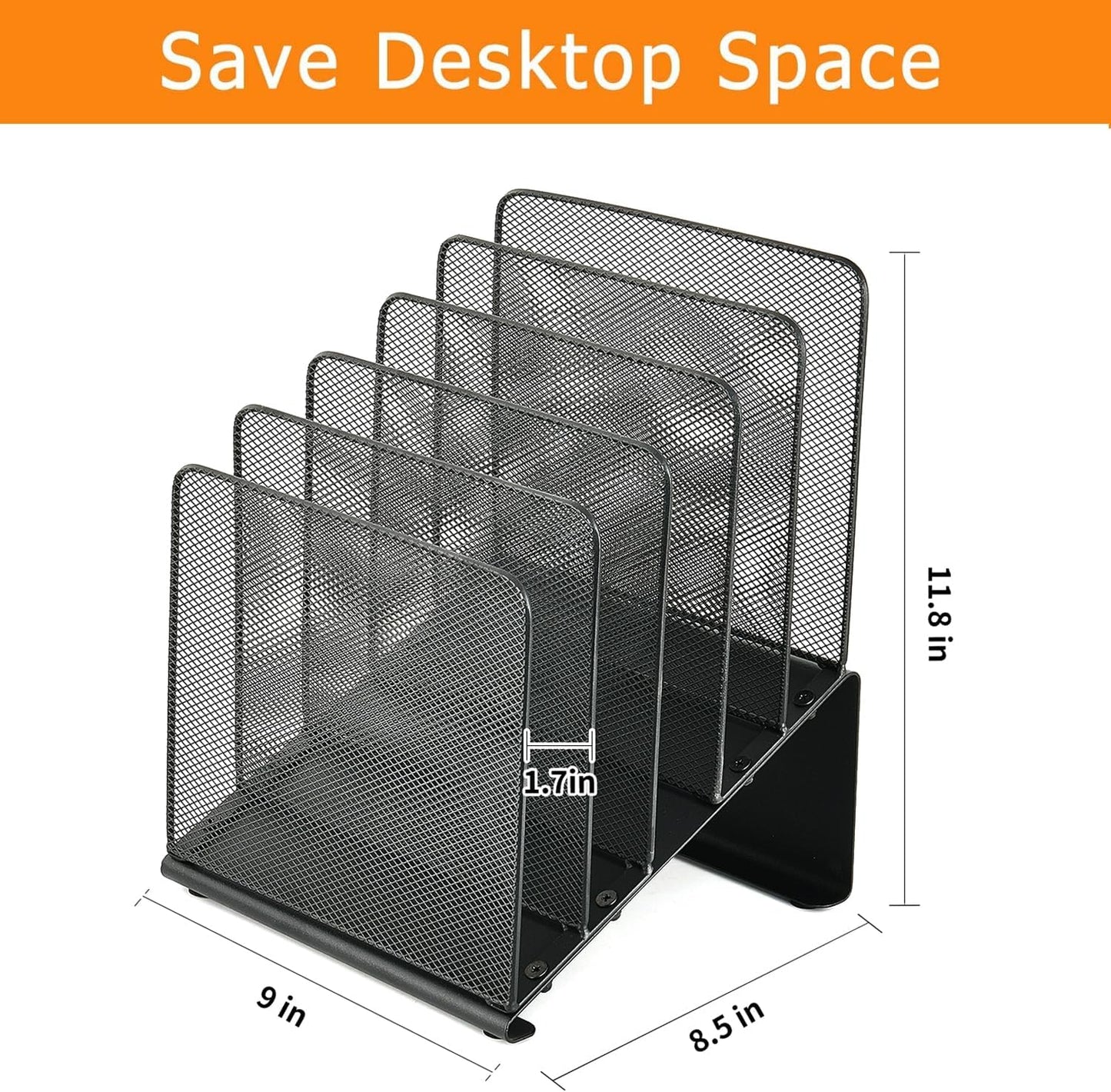 LEKETREE File Organizer for Desk, File Folder Organizer with 5-Section Vertical Rack, Suitable for Home Office Document
