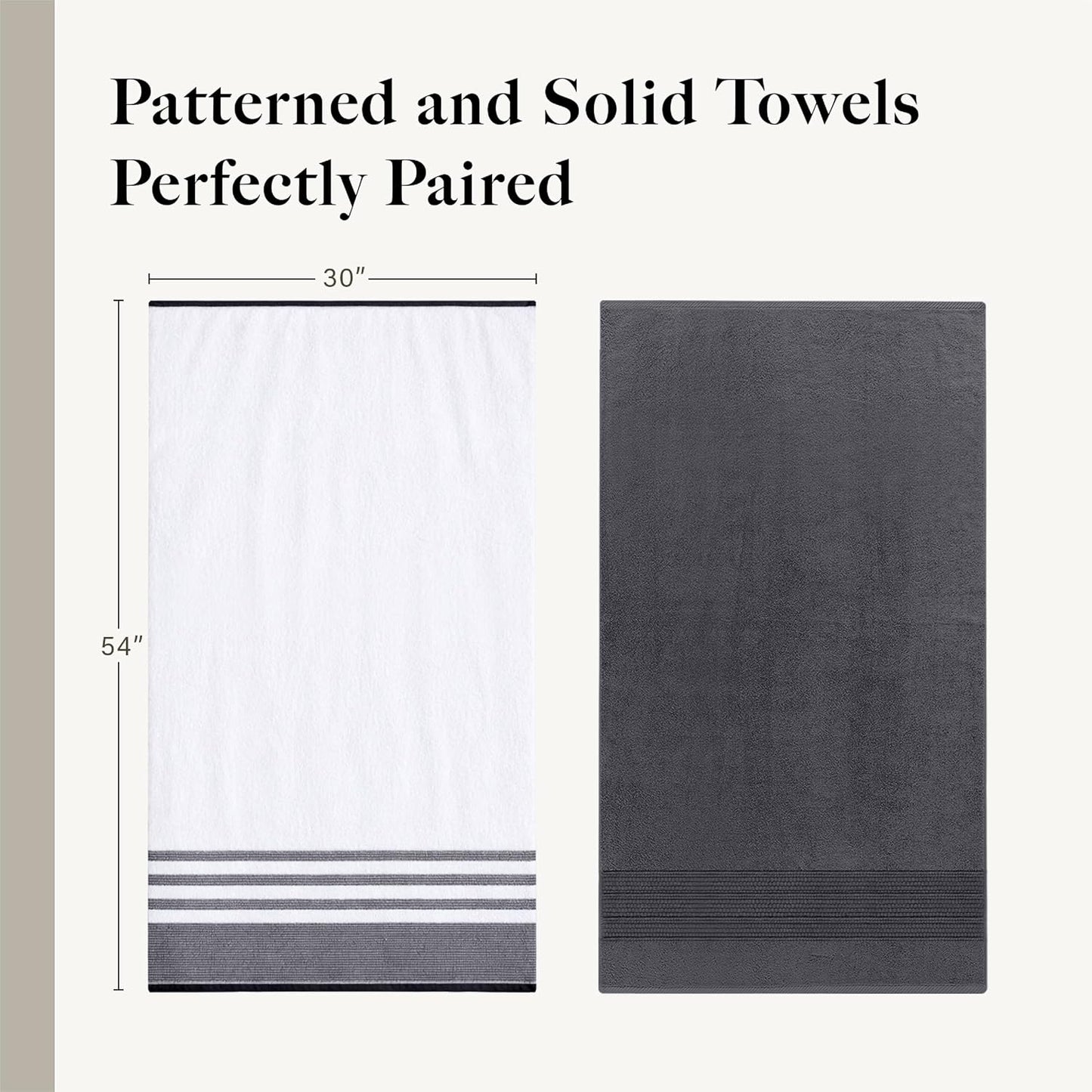 Modern Threads 6 Piece Bath Towel Set – Bathroom Towel Set with 2 Bath Towels, 2 Hand Towels & 2 Washcloths – 100%