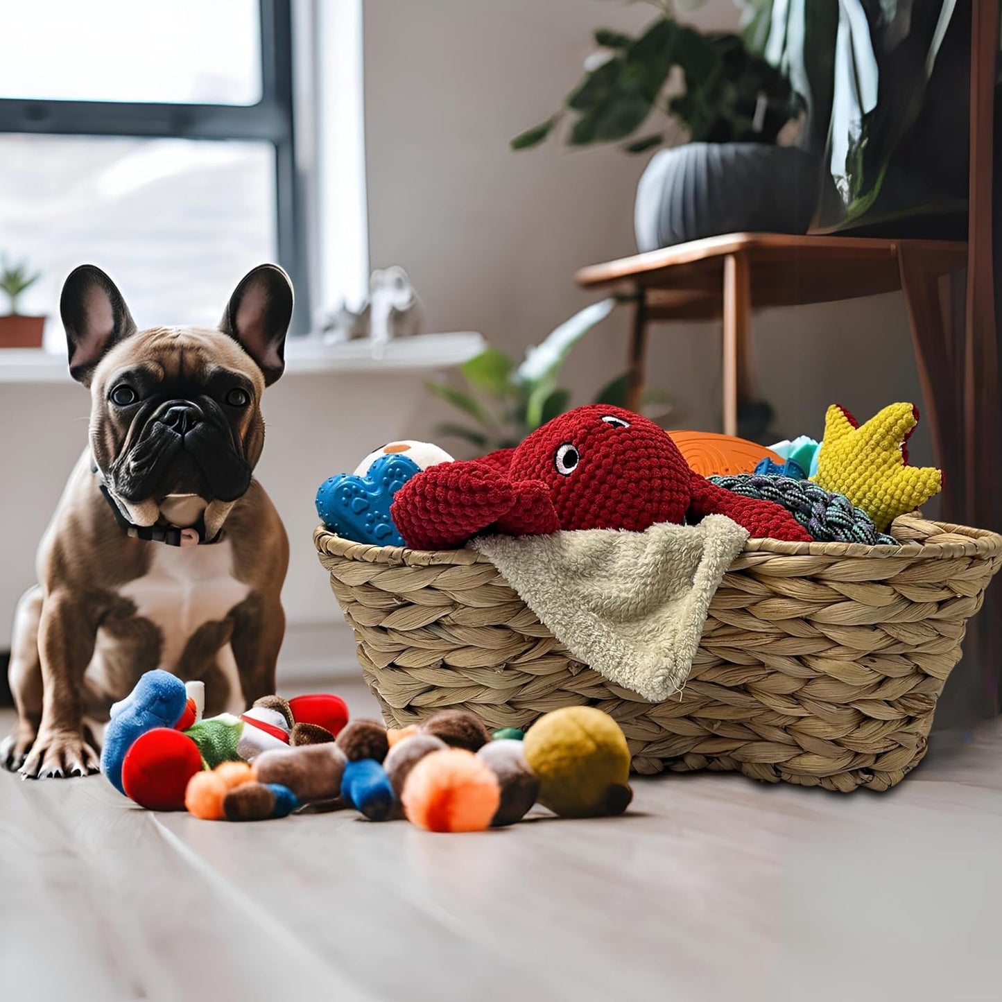 Wicker Pet Toy Bin Organizer / 17 x 13 / Regular