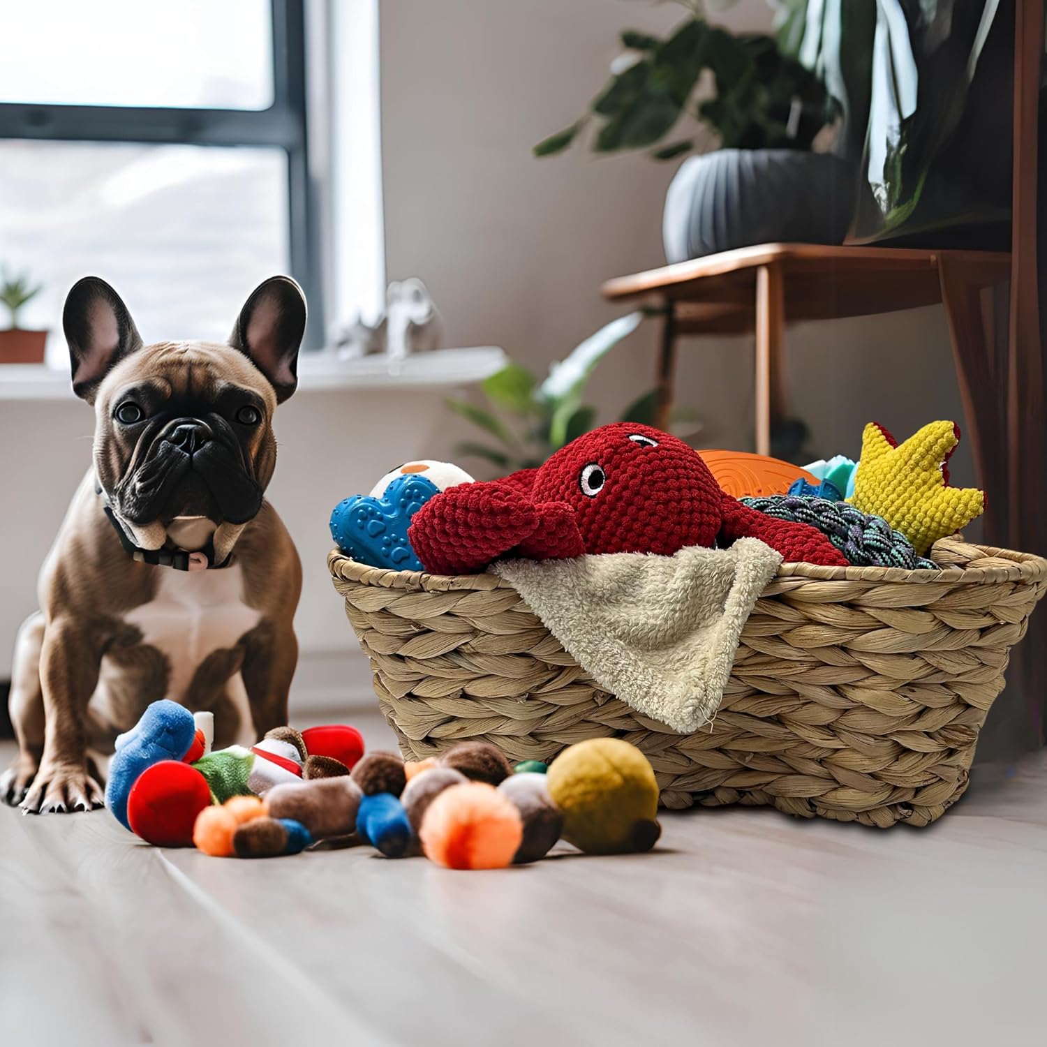 Wicker Pet Toy Bin Organizer / 17 x 13 / Regular