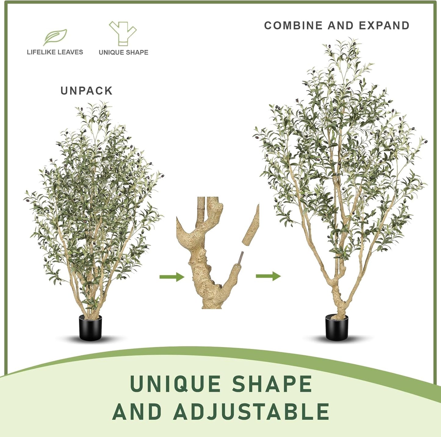 Olive Branches and Lifelike Fruits / 7ft / 7 Inch