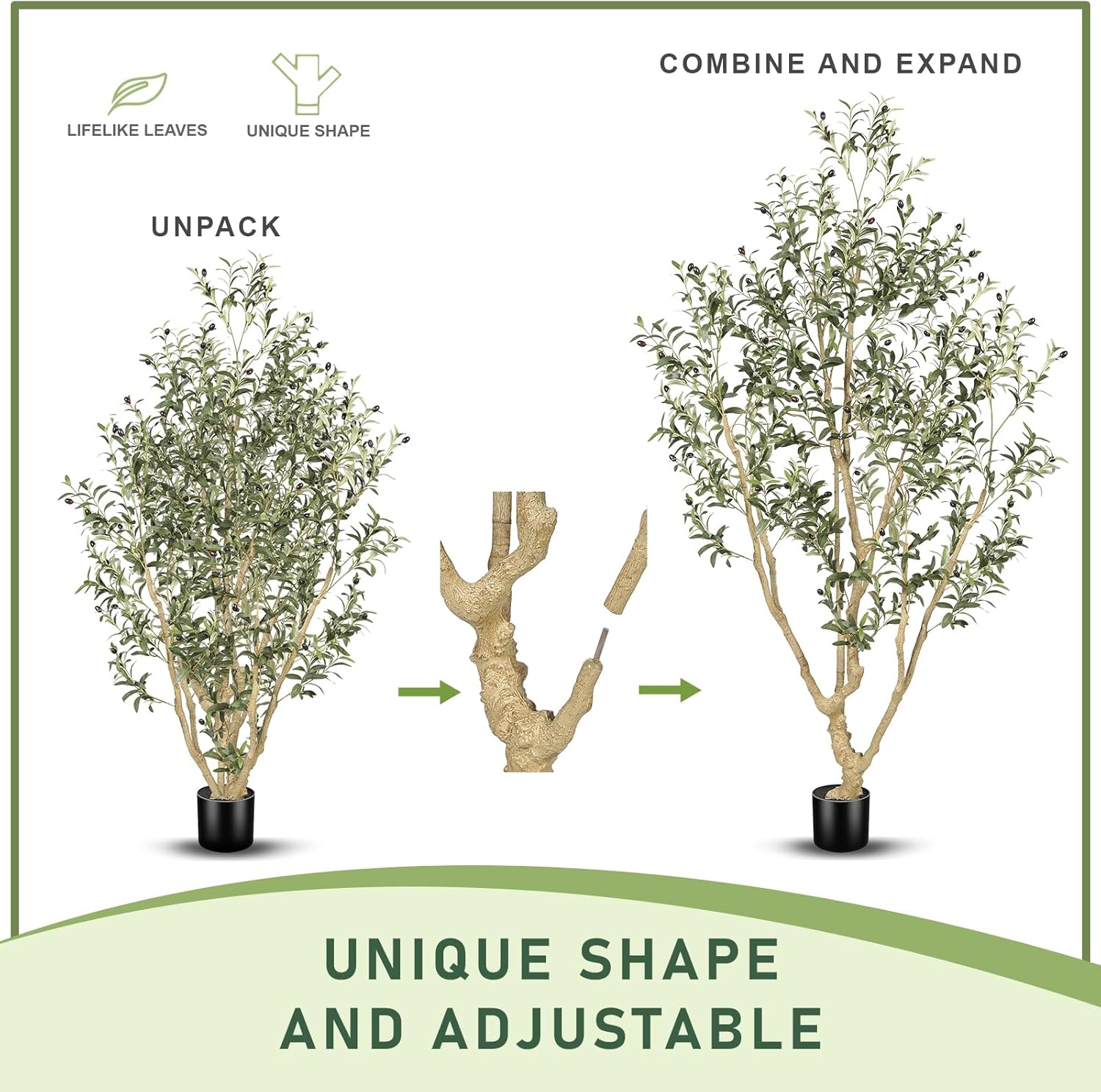 Olive Branches and Lifelike Fruits / 7ft / 7 Inch