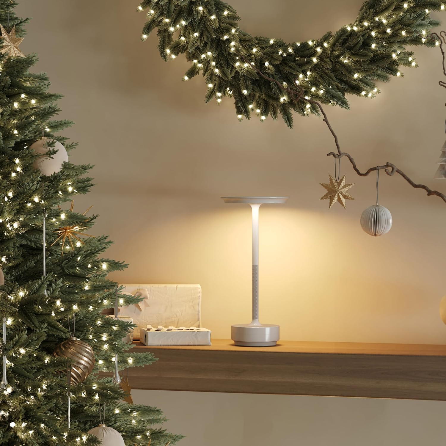 Table Lamp Table Lamps 2P Wihte | Cordless Rechargeable Portable LED 5000mAh 3-Level Brightness Memory Function Battery
