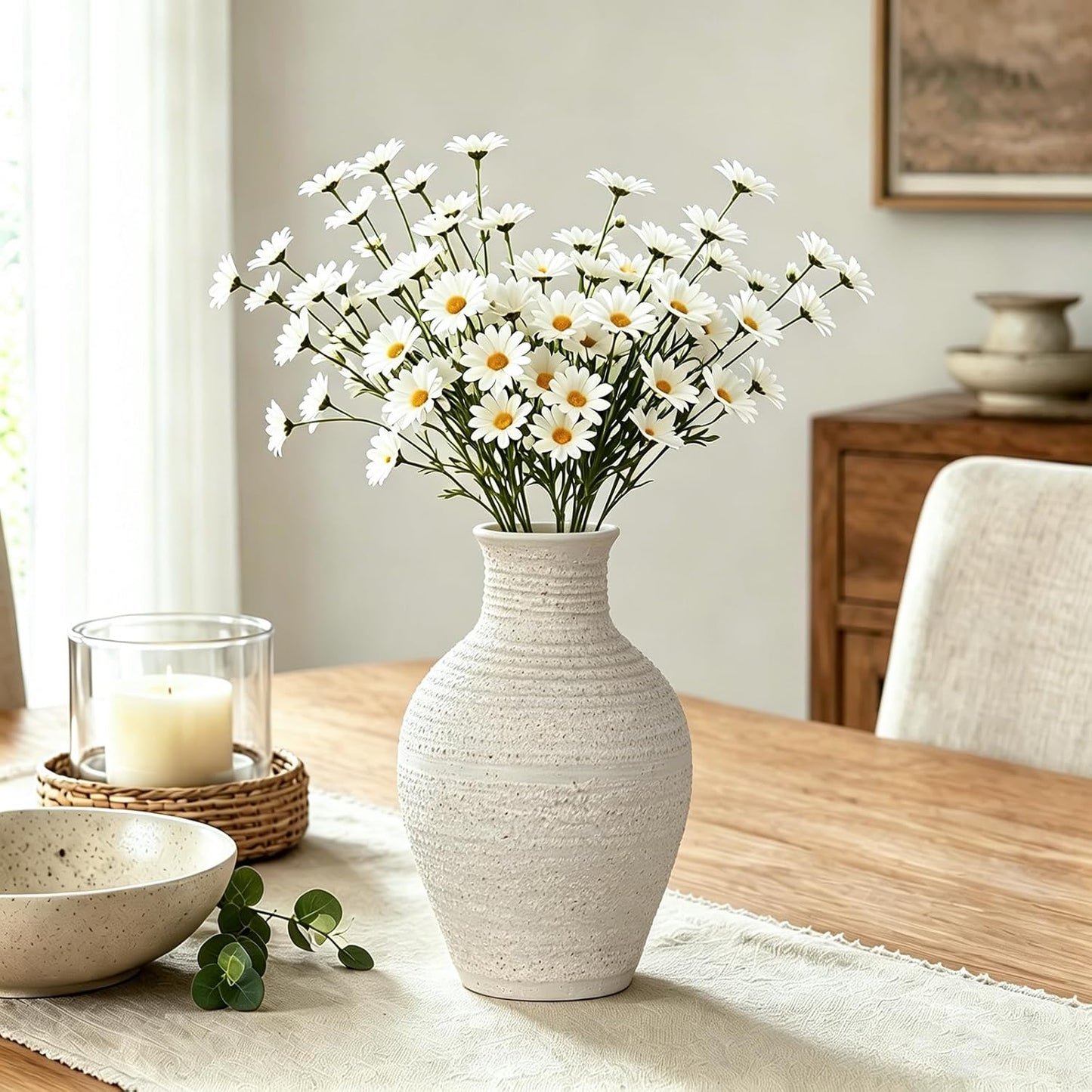 Ceramic Flower Vase Home Decor White Small Vase Decorative Table Farmhouse Vases / Modern White-v12