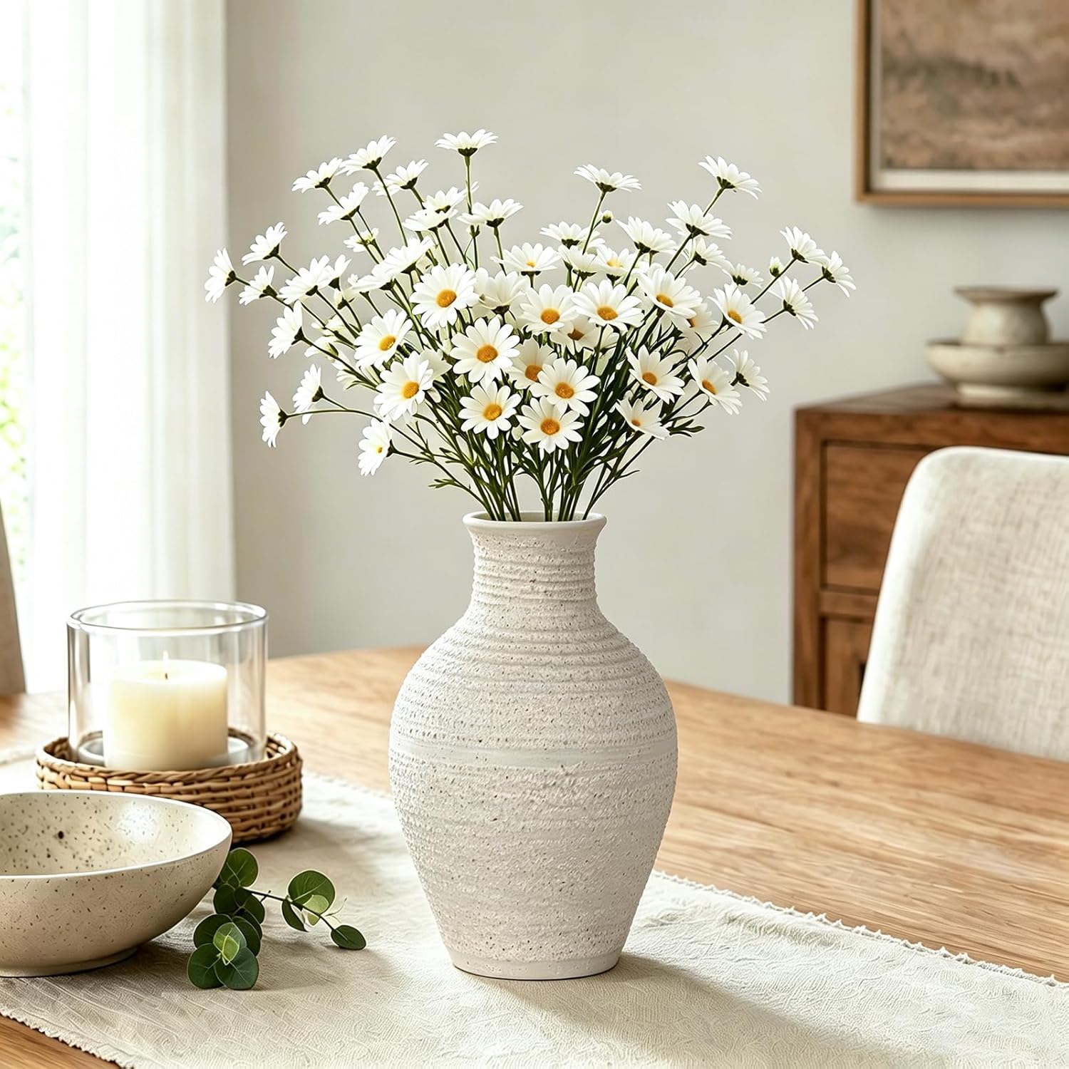 Ceramic Flower Vase Home Decor White Small Vase Decorative Table Farmhouse Vases / Modern White-v12