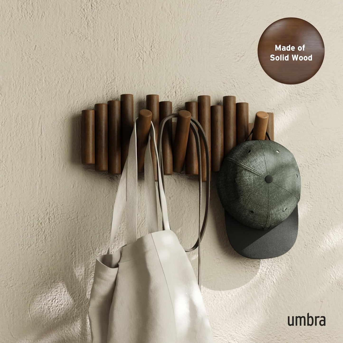 Space-Saving Storage Organizer / Walnut / 5-hook
