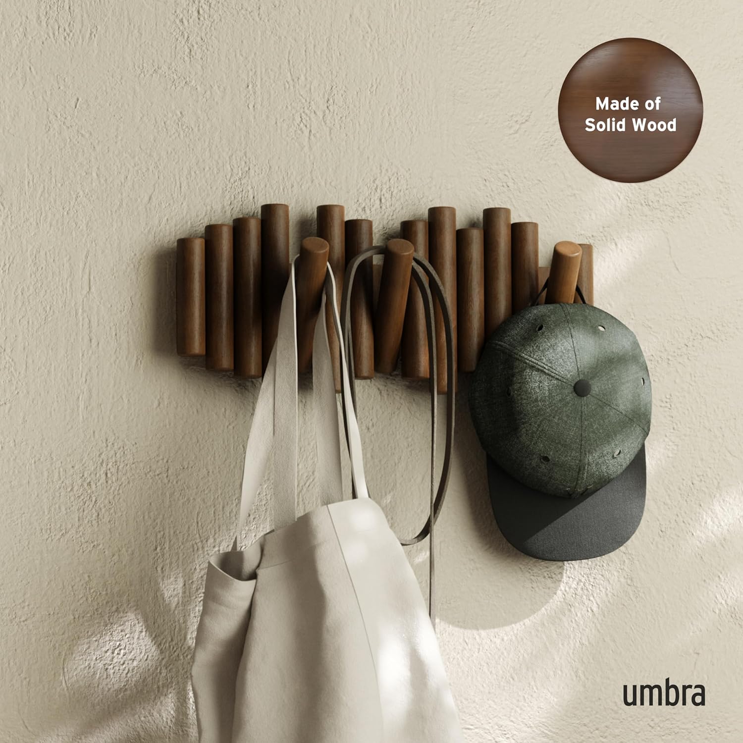 Space-Saving Storage Organizer / Walnut / 5-hook