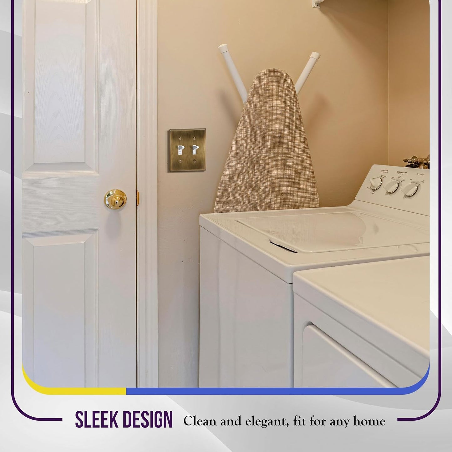 ENERLITES Double Toggle Light Switch Metal Cover Plate, Stainless Steel Wall Plate, Standard Size 2-Gang 4.50" x 4.57"
