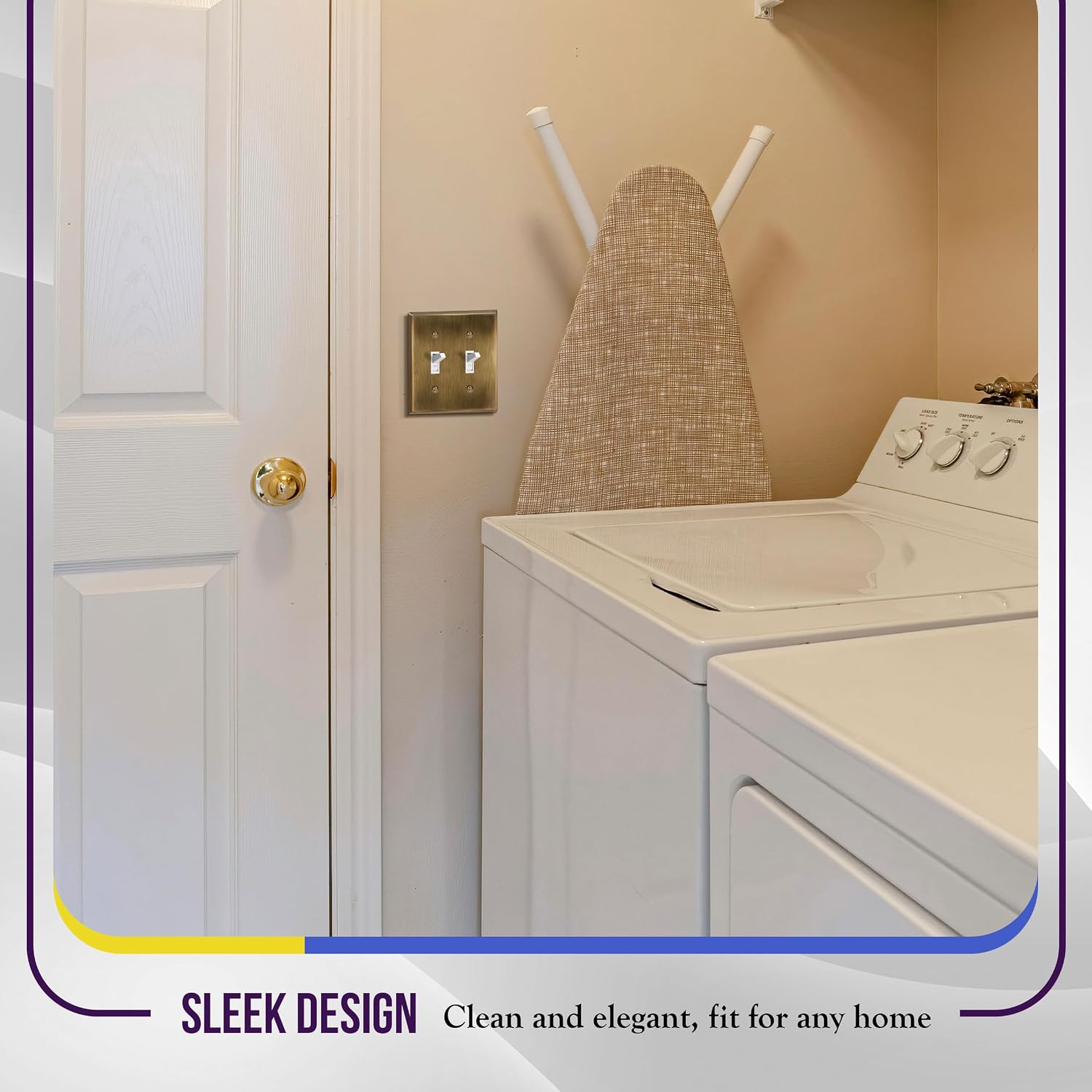 ENERLITES Double Toggle Light Switch Metal Cover Plate, Stainless Steel Wall Plate, Standard Size 2-Gang 4.50" x 4.57"
