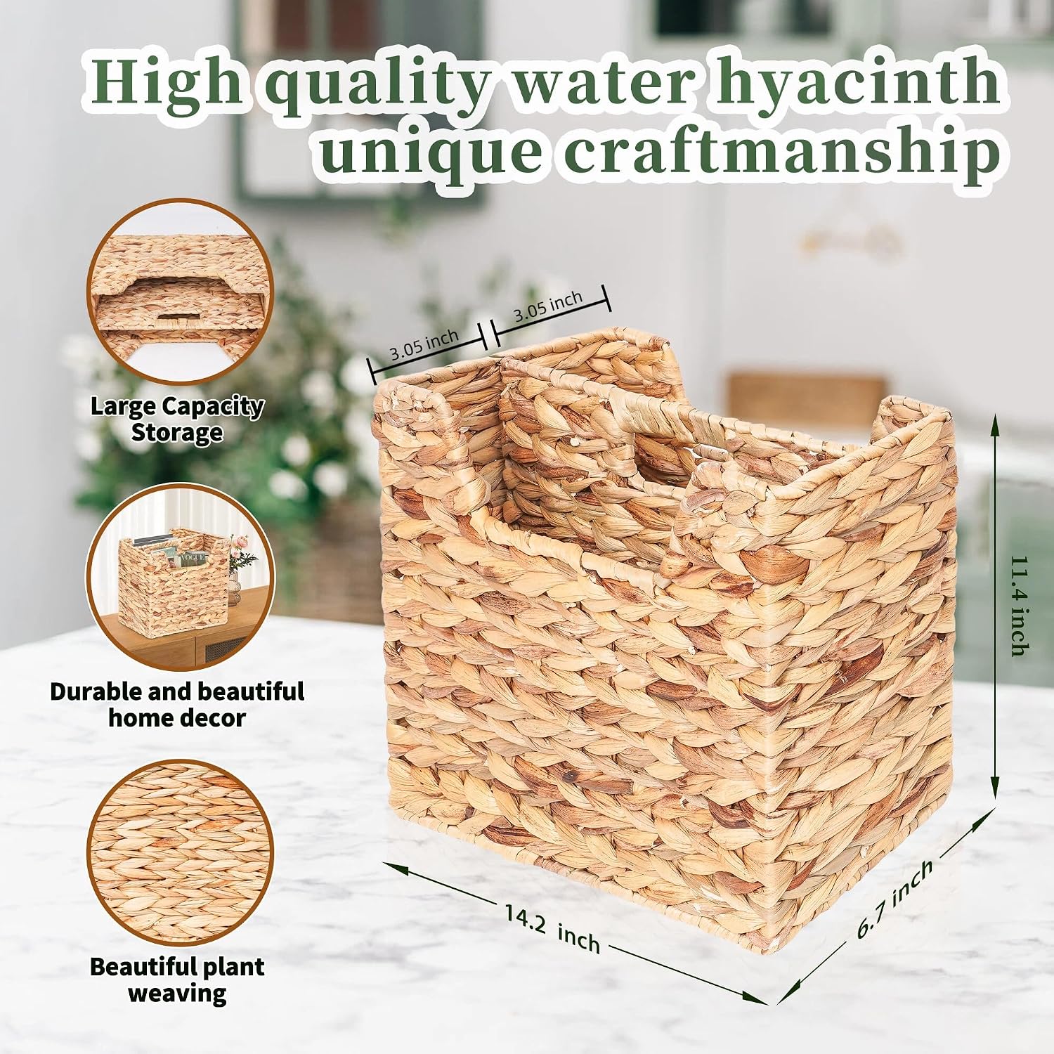 Magazines Holder - Wicker Magazine Rack, Handwoven Magazine Holders for Bathroom, Magazine Organizer for Books