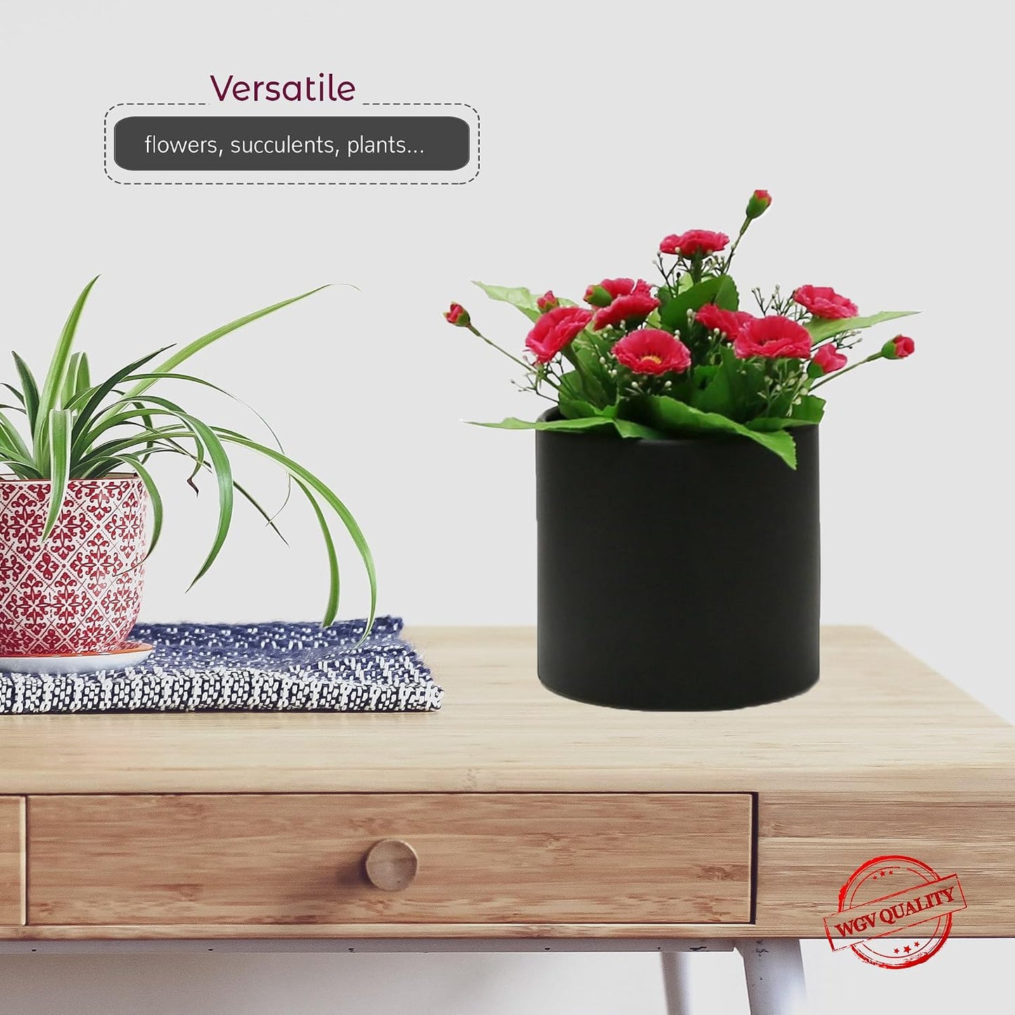 Matte Ceramic Cylinder Vase Width 6.5" Height 6 / 6.5 x 6 / H / Black