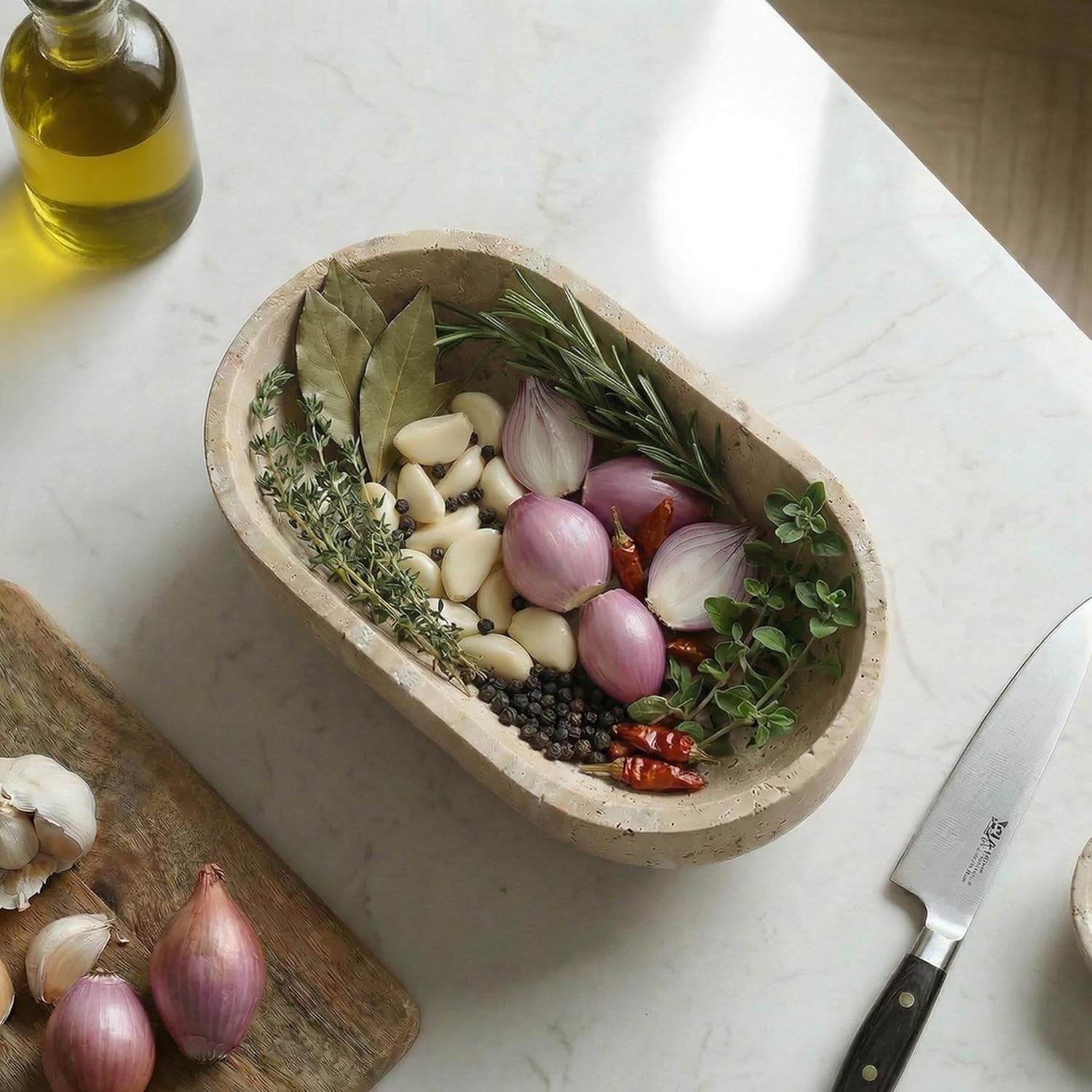 Stand / Travertine Fruit Bowl / Natural