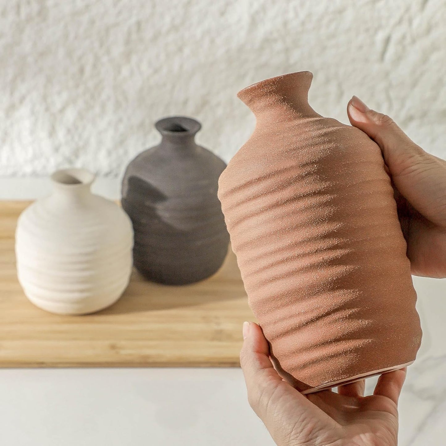 Ceramic Vase Decorative Vase / 03-short-brown / Set of 3