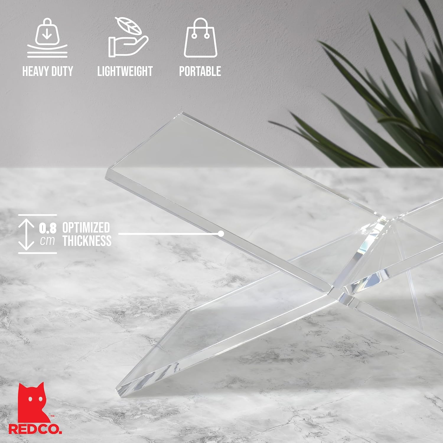 Transparent Acrylic Book Holder 2 Piece Reading Stand for Open and Closed Books / Clear
