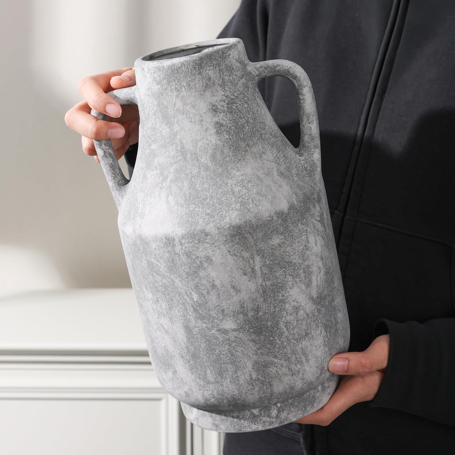 Grey Ceramic Flower Vase / 11inch Grey / 11 Inch