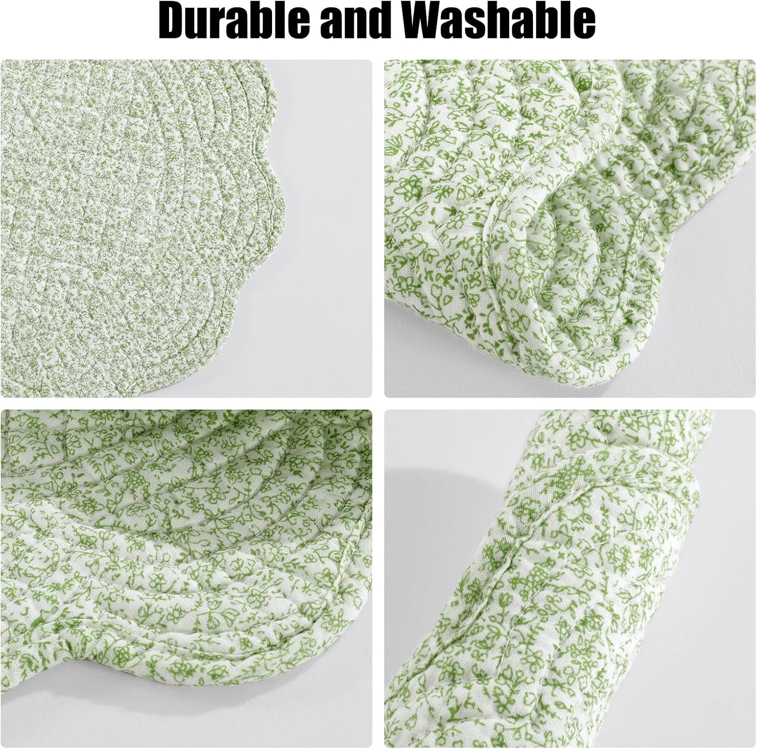 HOMBYS Quilted Placemats Set of 4 Washable Round Placemats for Kitchen Table-100% Cotton Fabric Round Table Mats