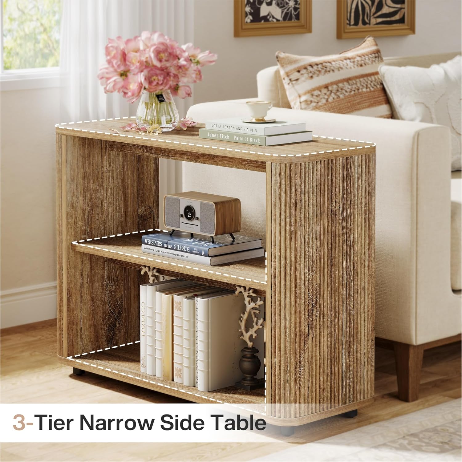 Storage Shelves / 3-Tier End Table / Natural