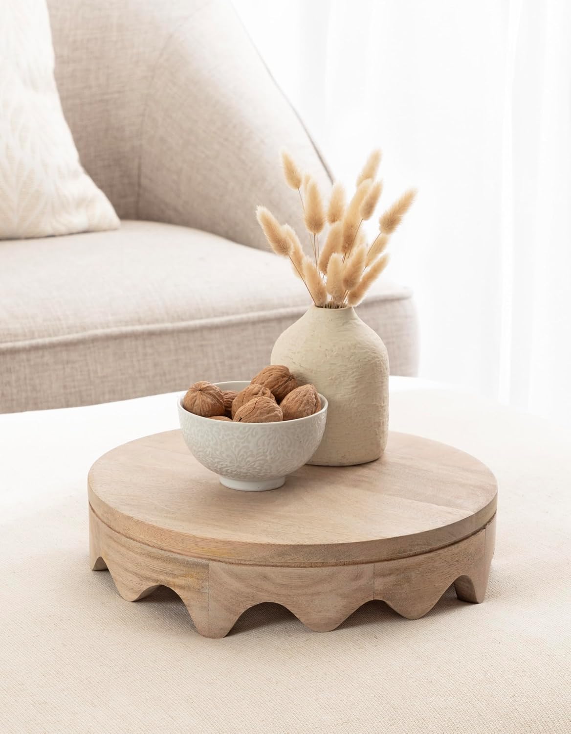 Fairlee Decorative Wavy Round Tray / Natural / 12 Inch / Set of 12