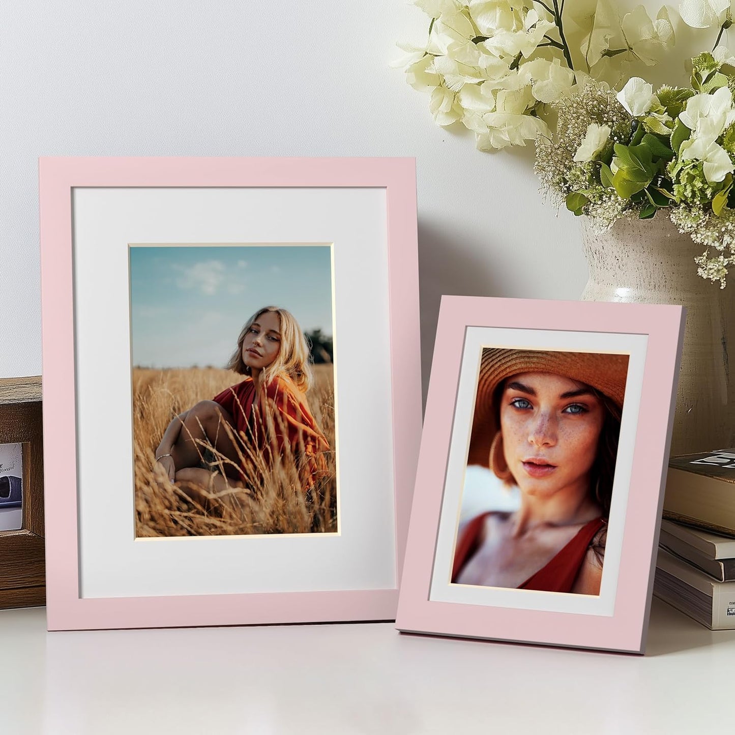 eletecpro 8x10 Picture Frames, Acrylic Cover, Pink, Set of 10 | Display Photo 5x7 with Mat or 8x10 without, Horizontal