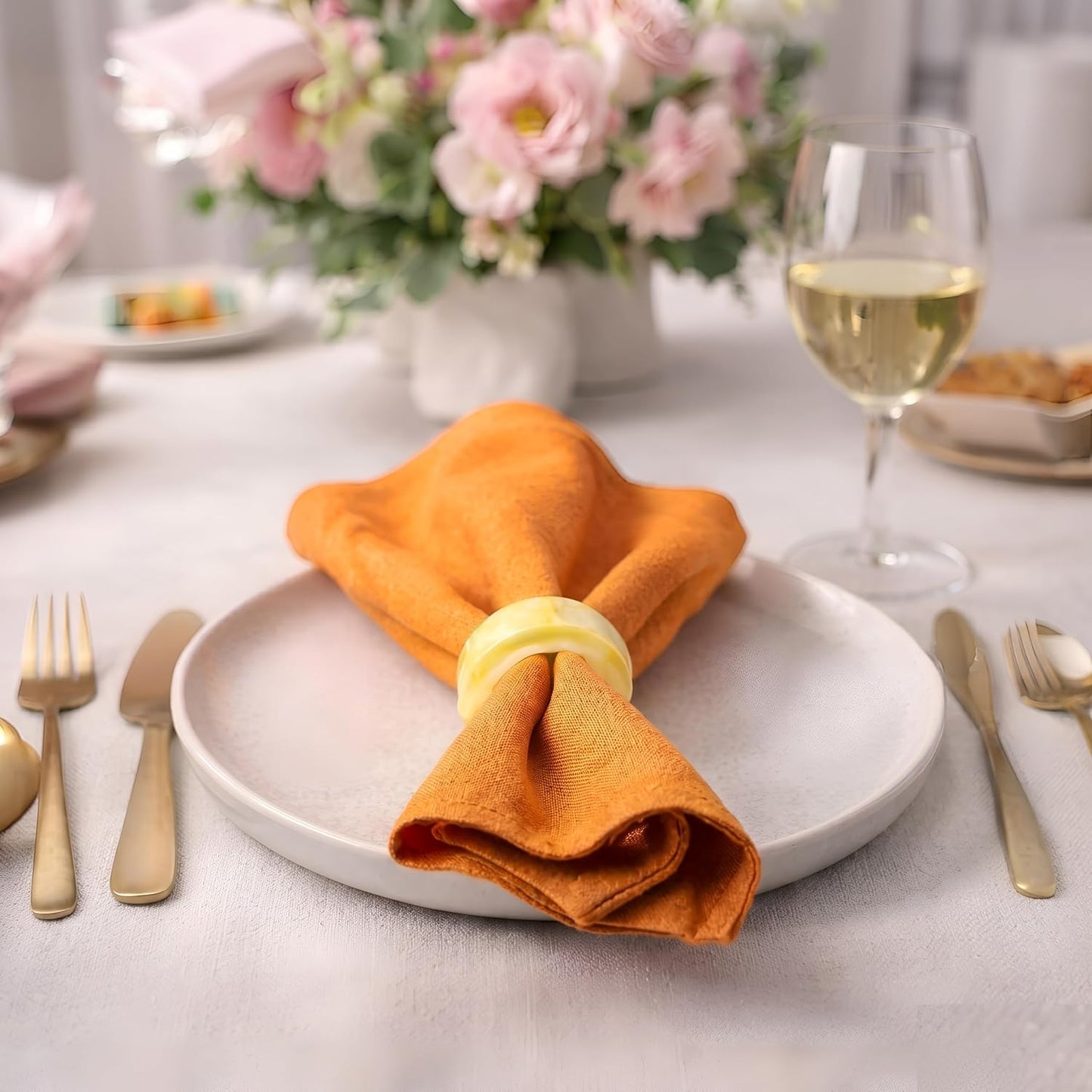 Epoxy Resin Napkin Rings, 12-Pack, Pastel, 6 Colors | Glossy finish, chip-resistant, 2x2x0.75 in each, fits standard
