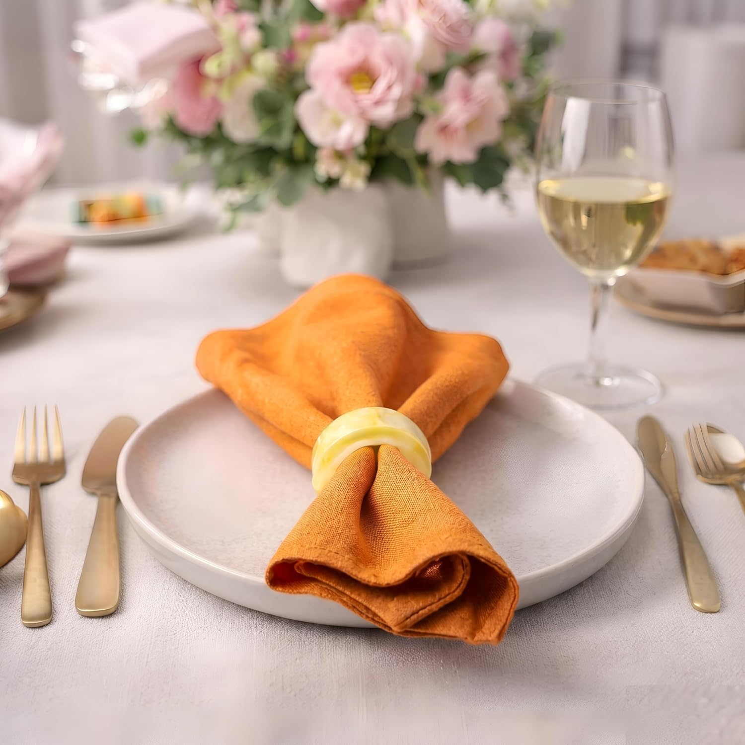 Epoxy Resin Napkin Rings, 12-Pack, Pastel, 6 Colors | Glossy finish, chip-resistant, 2x2x0.75 in each, fits standard