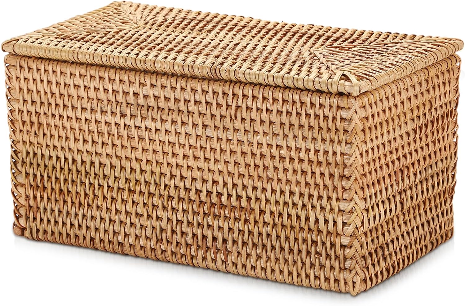Rattan Basket Box / 11.8"L x 6.2"W x 6.1"H / Natural Color