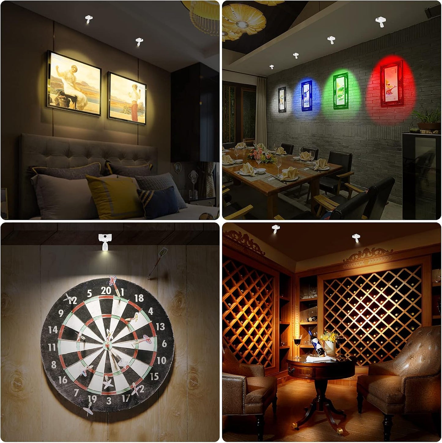 Wireless LED Spotlight, Wall Picture Lights,12 Colors Changing Accent Artwork Lighting, Picture Light for Paintings