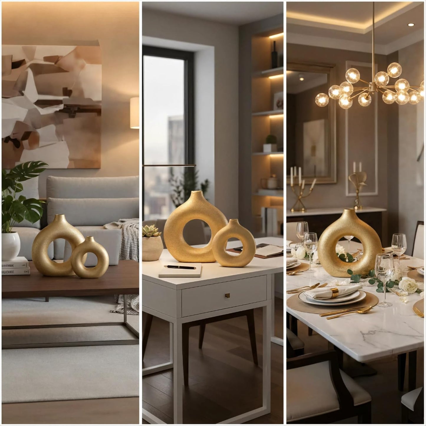 Modern Vase / Modern Donut-Shaped Decorative Vases / Gold / Small