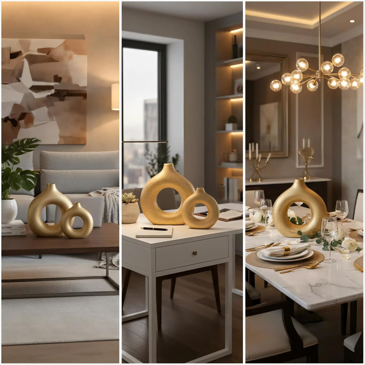 Modern Vase / Modern Donut-Shaped Decorative Vases / Gold / Small