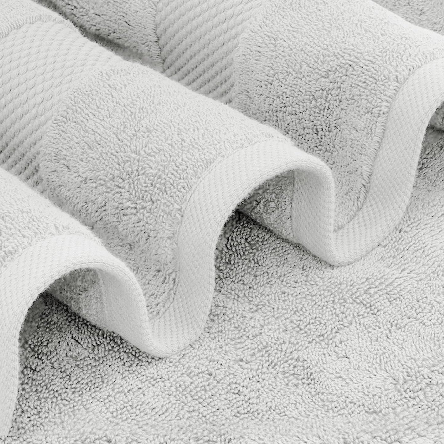 White Classic Luxury Bath Towel Set of 8 Pieces - 100% Turkish Cotton Highly Absorbent Towels for Bathroom, 2 Luxury