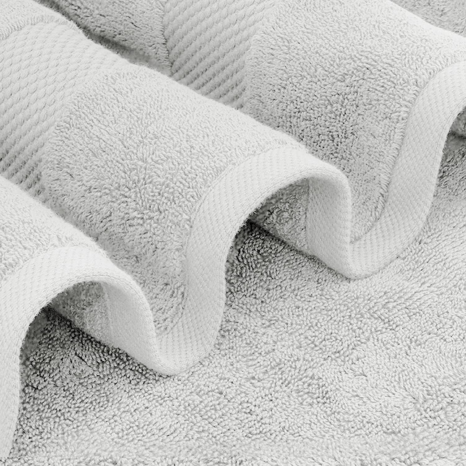White Classic Luxury Bath Towel Set of 8 Pieces - 100% Turkish Cotton Highly Absorbent Towels for Bathroom, 2 Luxury