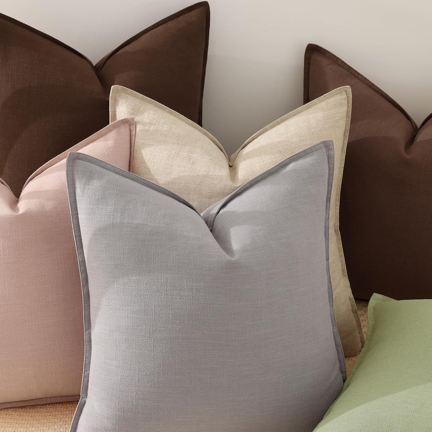 Fall Decorative Linen Euro Sham Throw Pillow Covers Pillow Covers / Light Grey / 26 x 26 / Set of 2