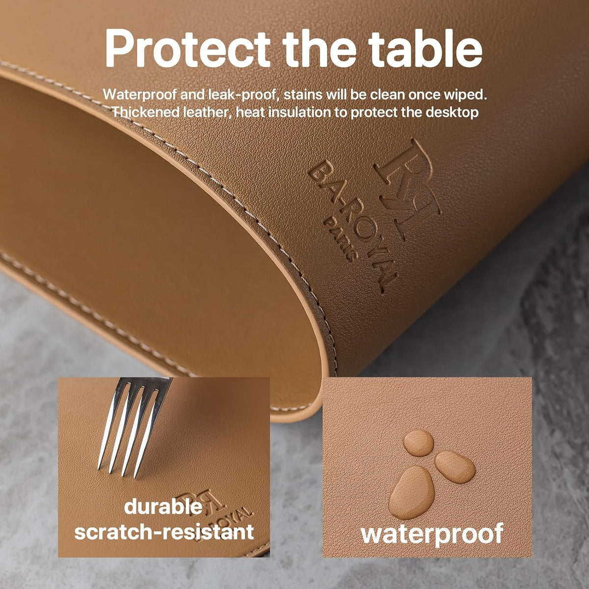 Baroyal Faux Leather Placemats Set of 12 Vinyl Washable Wipeable Table Mats for Kitchen Dining Table Heat Resistant