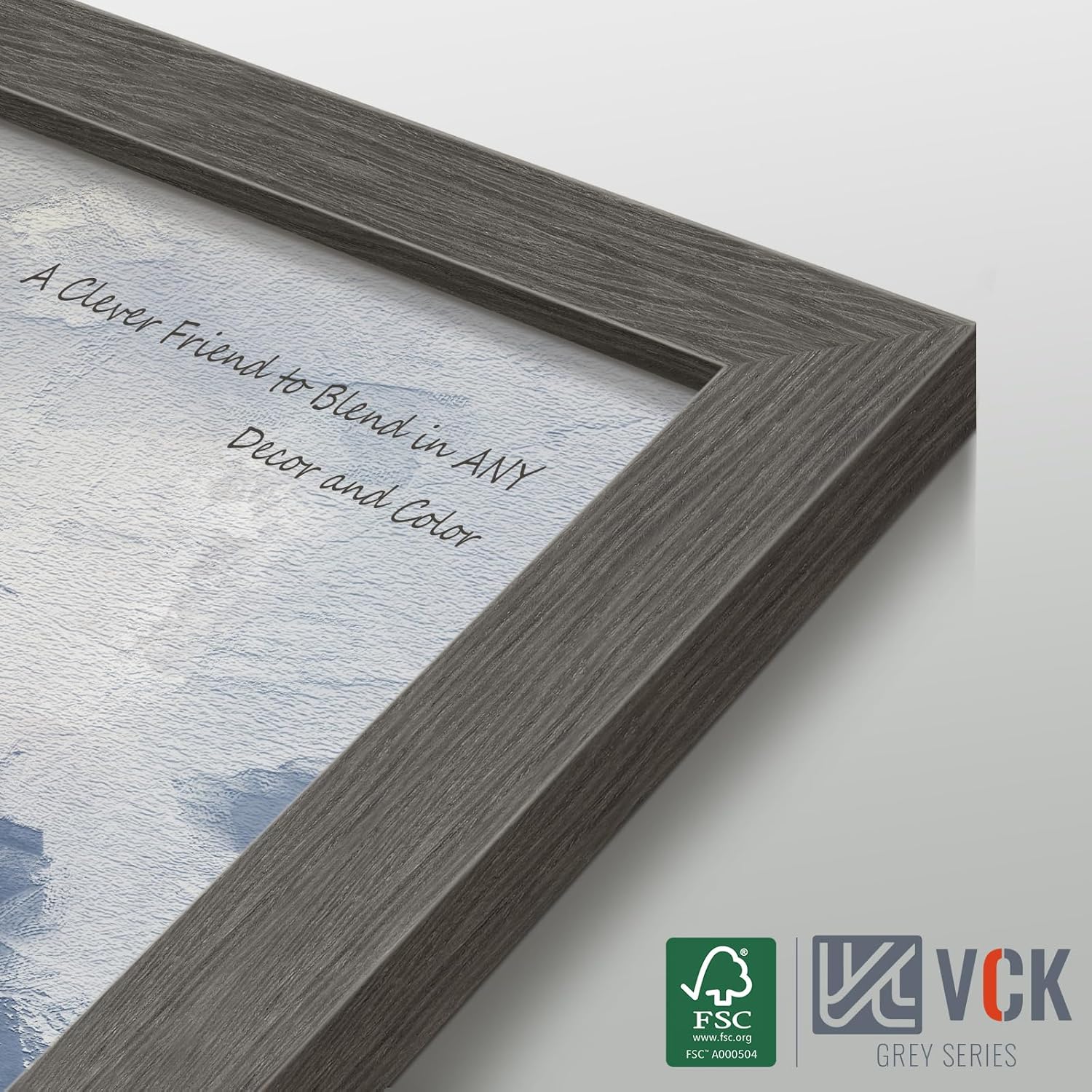 VCK 24x36 Poster Frame Gray 4 Pack, Wide Thick Wood Border, for Prints | Exclusive Woodgrain, Wall Hanging, HD