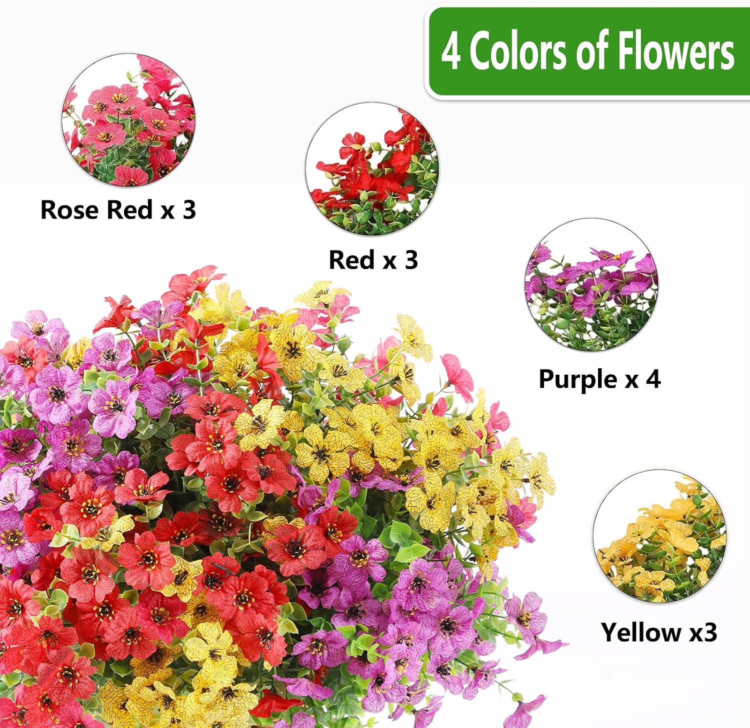 13 Bundles Silk Realistic UV Resistant Faux Flowers / Mixed2 / Artificial Flowers / Set of 13