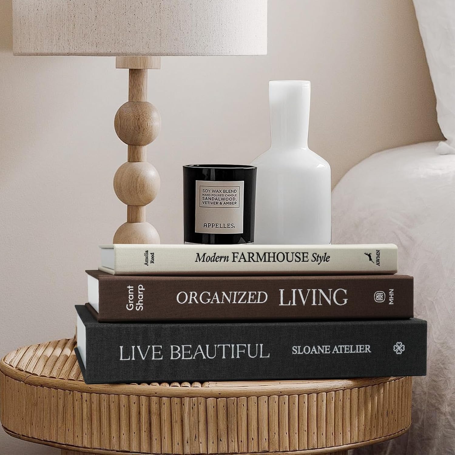 Linen Decorative Books / Black/coffee/beige / 8.5 x 11 / Set of 3