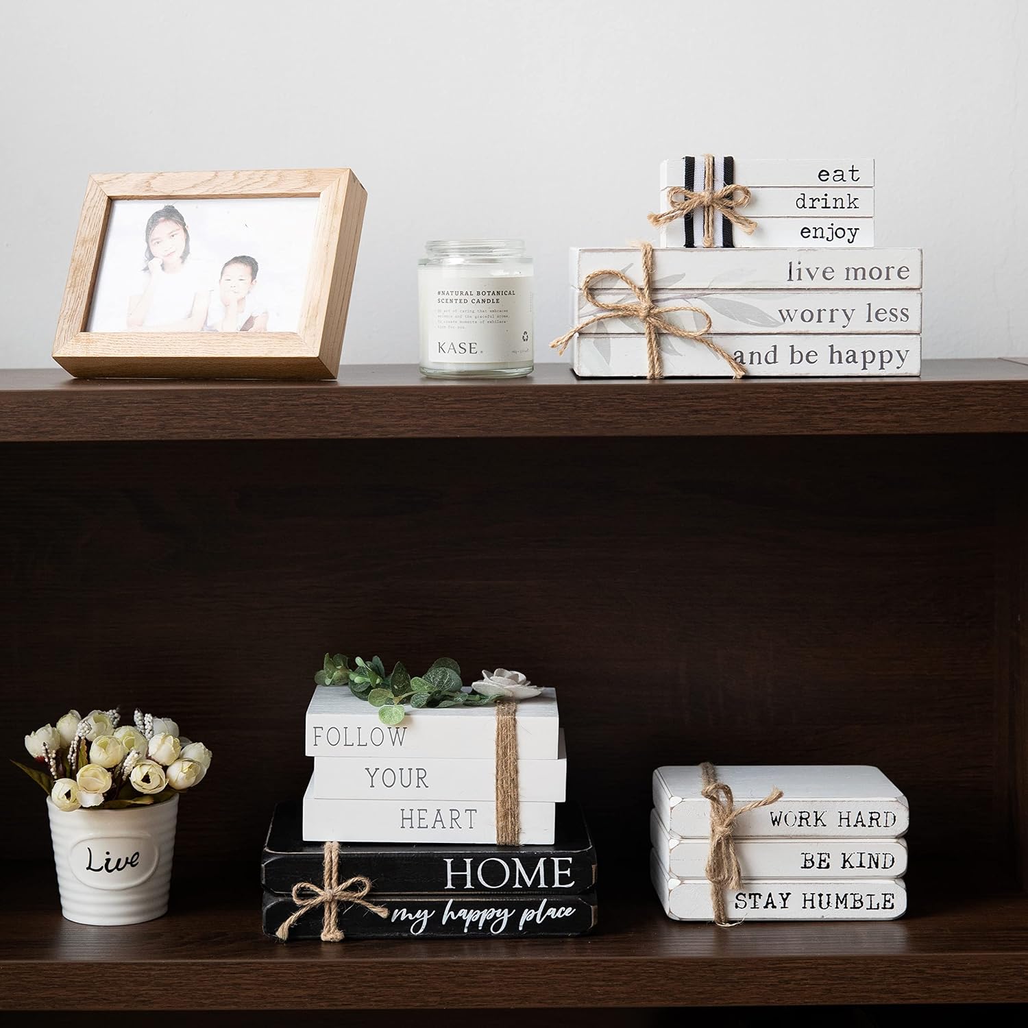 Faux Books / Wooden Stacked Wood Books / Black