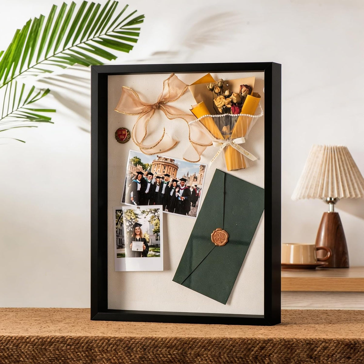 12x16 Large Shadow Box Frame with Thickened Acrylic Panel & Pins | With Push Pins, Deep 1.7" Black Shadow Box Display