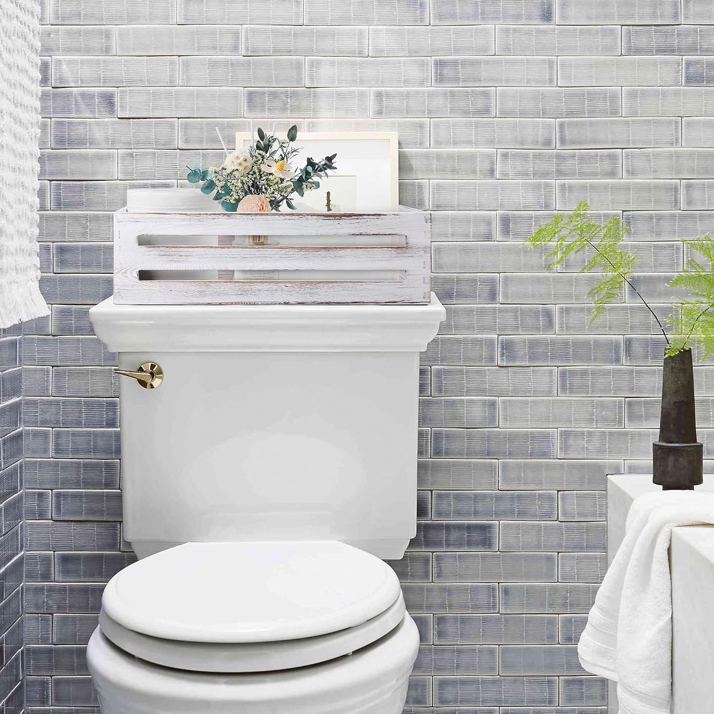Wooden Toilet Paper Holder / White / Set of 2