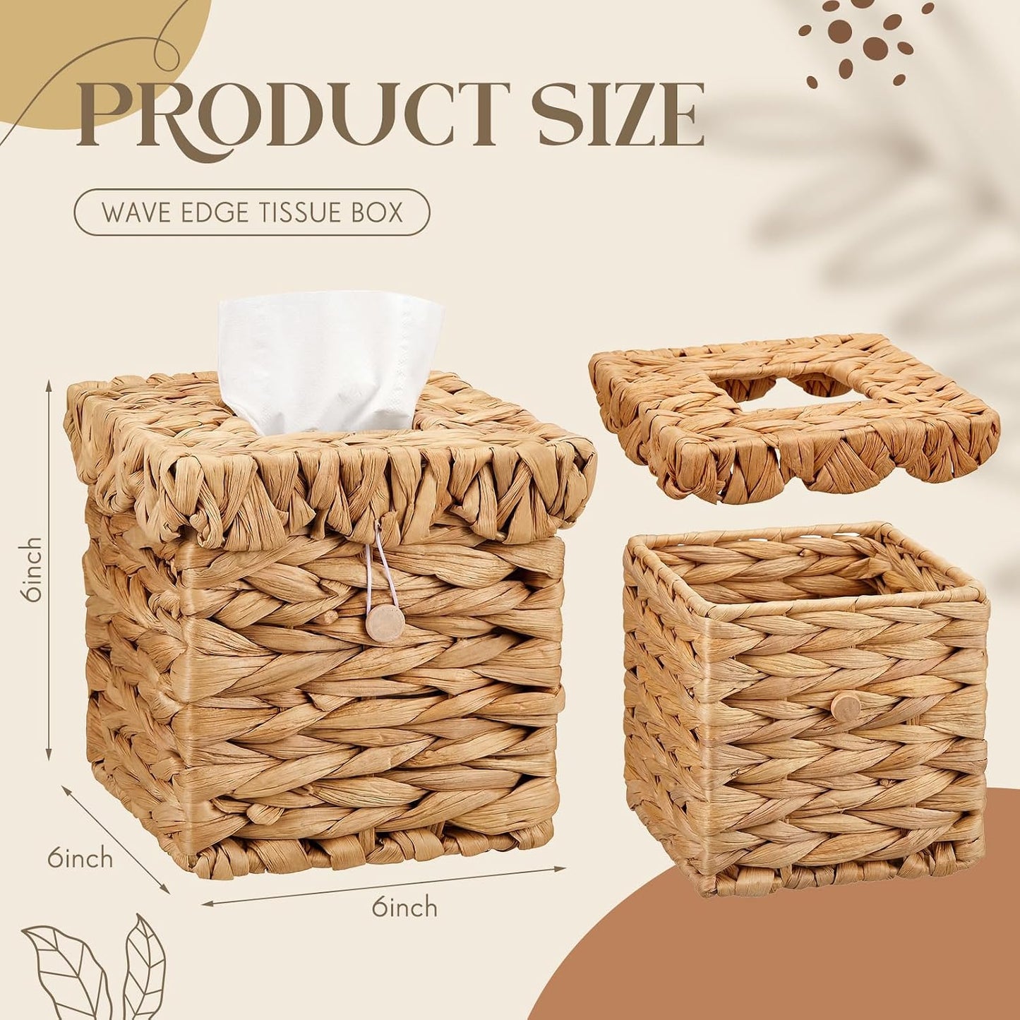 Wicker Tissue Box Cover / 6 x 6 x 6