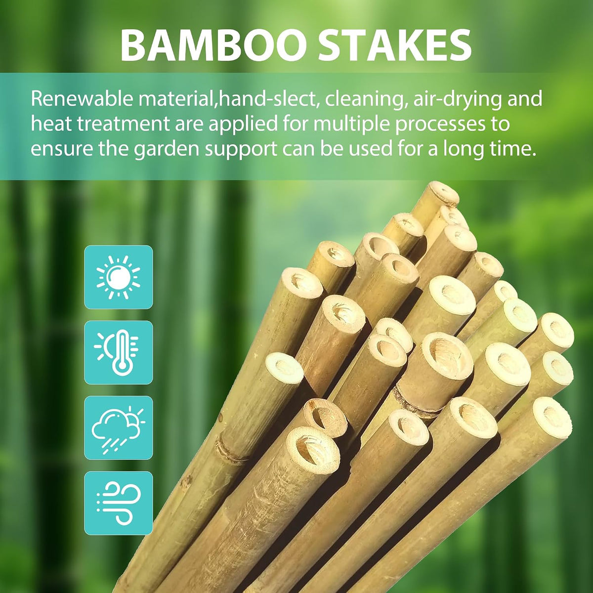 Bamboo Stakes 8FT, 10pcs Garden Stakes 94inch Specifically Designed for Climbing Plants, Ideal for Tomatoes, Beans
